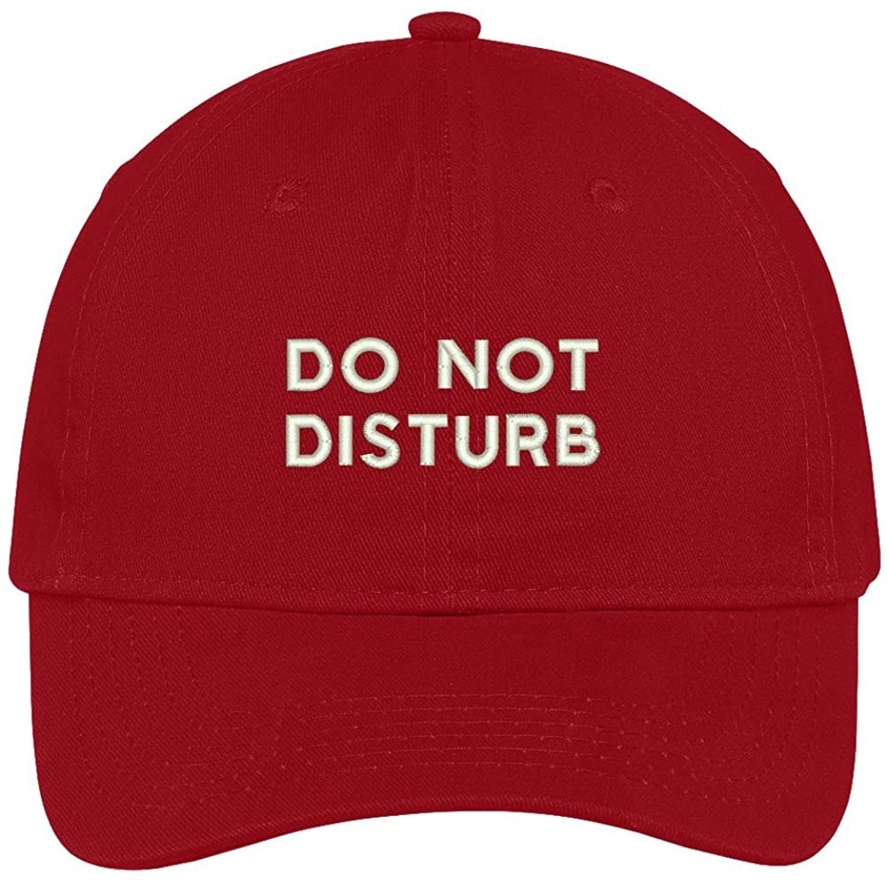 Baseball Caps Do Not Disturb Embroidered Soft Low Profile Adjustable Cotton Cap - Red - CH12NZNKRBZ $19.11