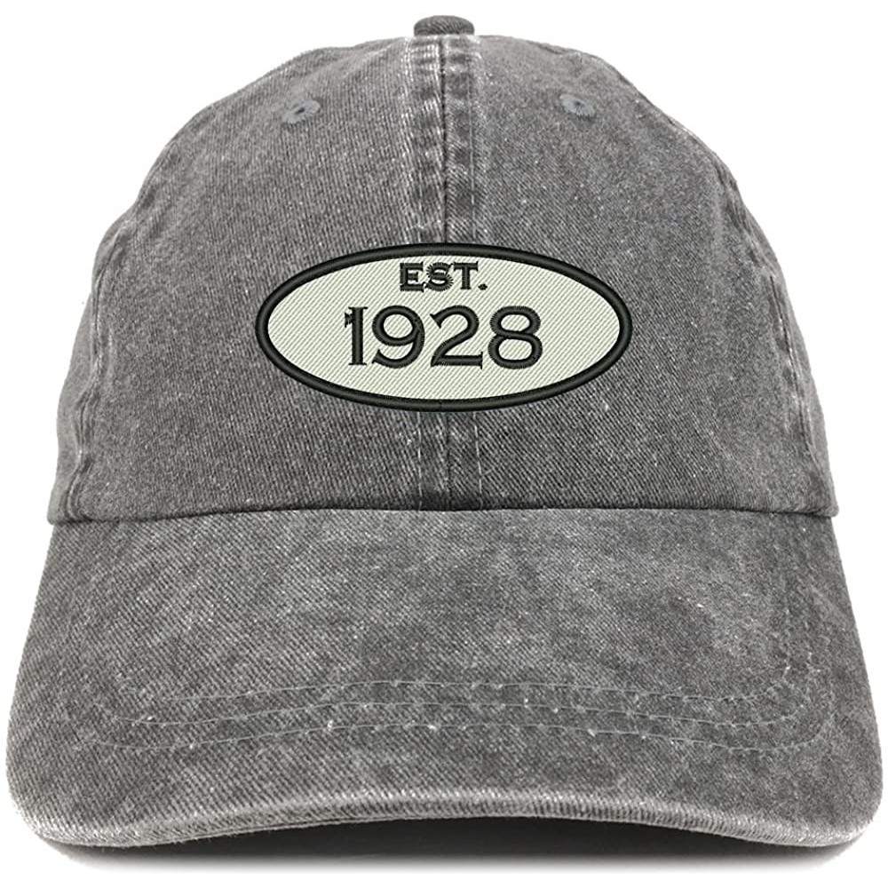 Baseball Caps Established 1928 Embroidered 92nd Birthday Gift Pigment Dyed Washed Cotton Cap - Black - CM180MZKEE3 $18.86