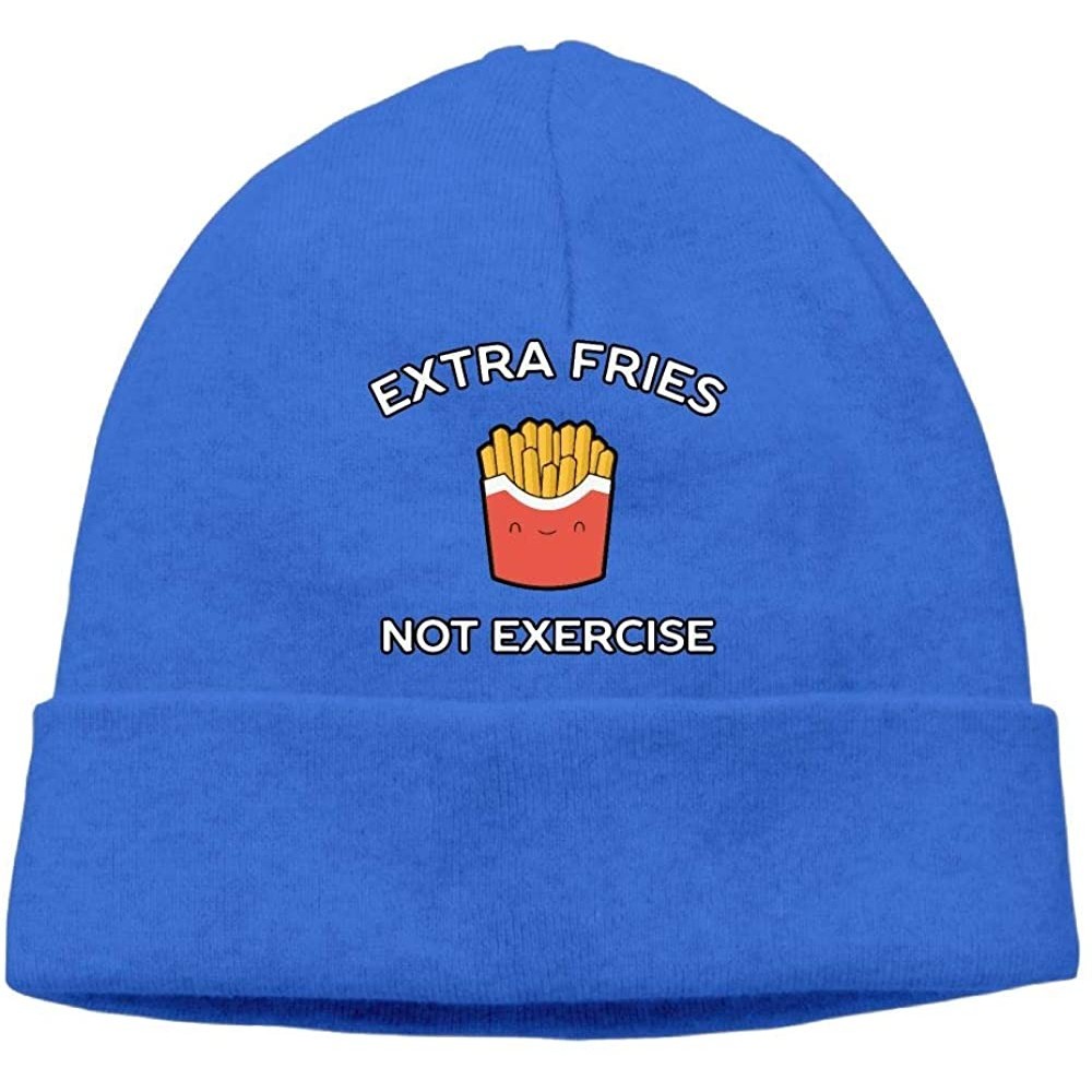 Skullies & Beanies Funny French Fries Pun Men & Women Baggy Cycling Beanie Hat - Royalblue - CD18I6IHG60 $14.45