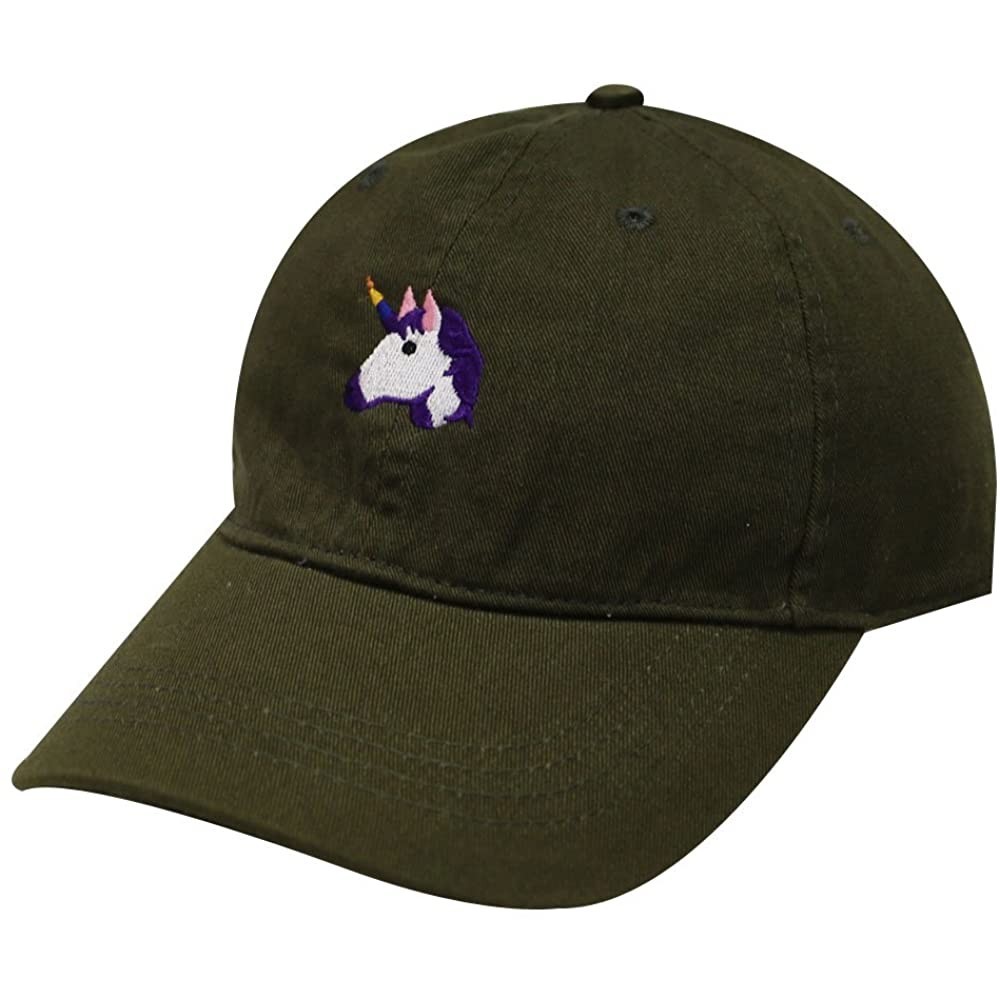 Baseball Caps Unicorn Cotton Baseball Dad Caps - Olive - CZ12NS7SIJ3 $12.18