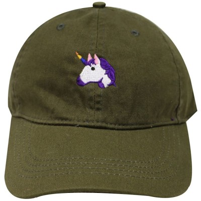 Baseball Caps Unicorn Cotton Baseball Dad Caps - Olive - CZ12NS7SIJ3 $12.18