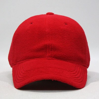 Baseball Caps Micro Fleece Low Profile Adjustable Baseball Caps Beanie Balaclava Neck Gaiters - Red - CW126UM71YL $9.58