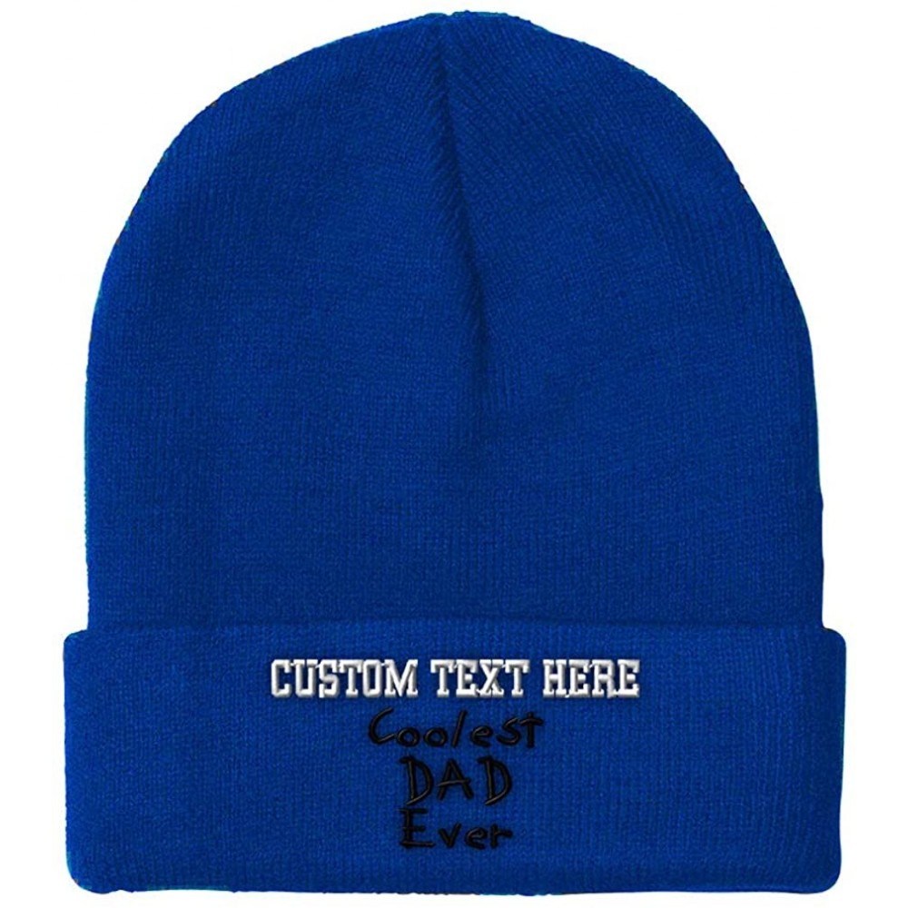 Skullies & Beanies Custom Beanie for Men & Women Coolest Dad Ever Black Embroidery Skull Cap Hat - Royal Blue - C118ZWORYWM $...