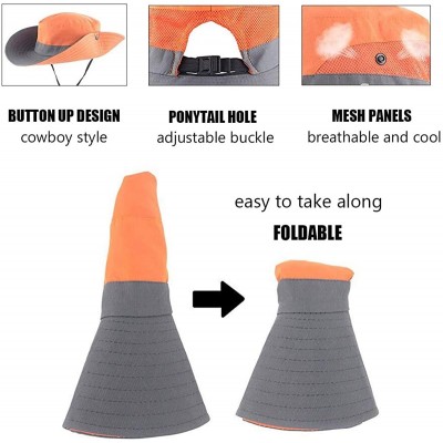 Bucket Hats Adjustable Outdoor Protection Foldable Ponytail - Orange - C718S4X2QNR $8.59