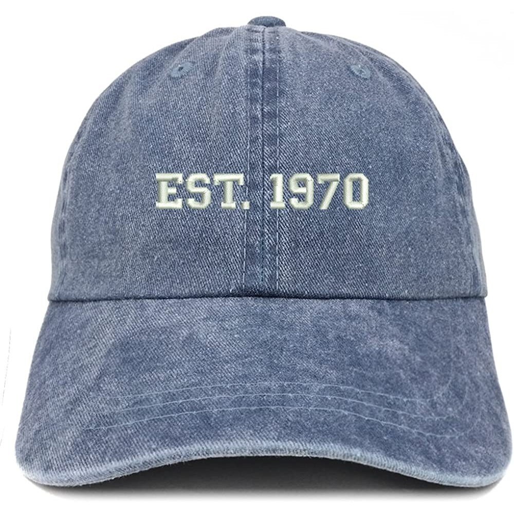 Baseball Caps EST 1970 Embroidered - 50th Birthday Gift Pigment Dyed Washed Cap - Navy - C9180QZ37R7 $17.68