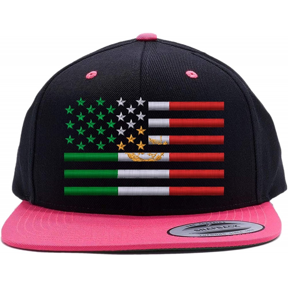 Baseball Caps USA Mexico Flag Combination Snapback Cap HAT - Black/Pink - CL198AYKUOD $20.53