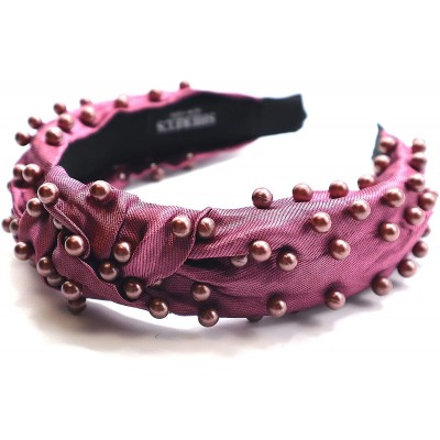 Headbands New York- Women's Fashion- Trendy Knotted Pearl Structured Headband - Plum/Dark Plum Pearl - C718XAWTUHR $27.79