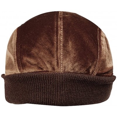 Newsboy Caps Classic Velour Knit/Corduroy Fleece Warmer Flap Billed Newsboy Cap - Brown - CI188N72AYT $10.40