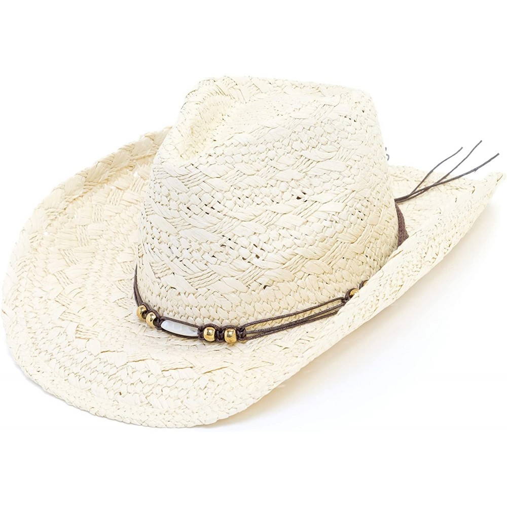 Cowboy Hats Old Stone Straw Cowboy Cowgirl Hat for Men Women Wide Brim Sun Hat Western Style - Jess Beige - C718TAQ3ZRE $28.54