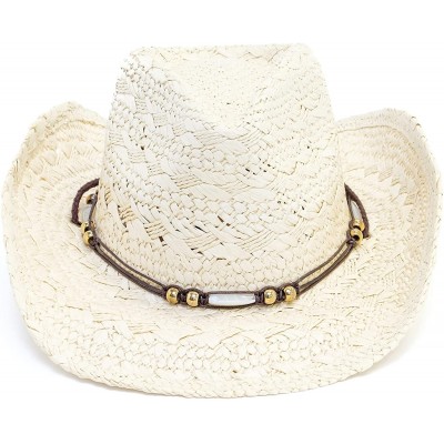 Cowboy Hats Old Stone Straw Cowboy Cowgirl Hat for Men Women Wide Brim Sun Hat Western Style - Jess Beige - C718TAQ3ZRE $28.54