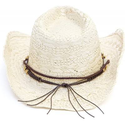 Cowboy Hats Old Stone Straw Cowboy Cowgirl Hat for Men Women Wide Brim Sun Hat Western Style - Jess Beige - C718TAQ3ZRE $28.54