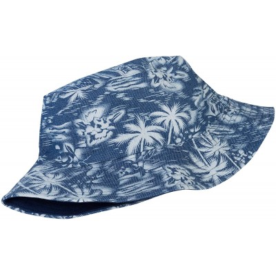 Bucket Hats Unisex Cute Print Bucket Hat Summer Fisherman Cap - Palm Tree Blue - CB18KKKL34S $14.99