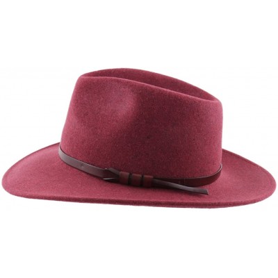 Fedoras Classique Large Wool Felt Fedora Hat Packable Water Repellent Wide Brim - Bordeaux - CJ187Y5W3KG $44.32