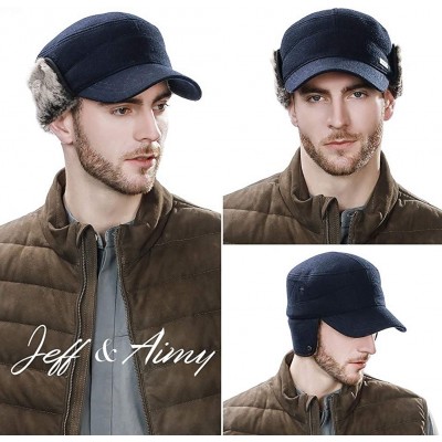 Baseball Caps Mens Womens Winter Wool Baseball Cap with Ear Flaps Faux Fur Earflap Trapper Hunting Hat for Cold Weather - CF1...