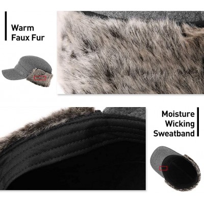 Baseball Caps Mens Womens Winter Wool Baseball Cap with Ear Flaps Faux Fur Earflap Trapper Hunting Hat for Cold Weather - CF1...