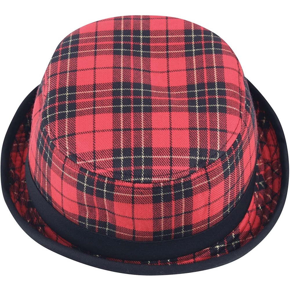 Baseball Caps New Roll Up Check Style Trendy Free & Plus Bucket Big Size Cap Golf Dad Hat - Red - CJ18QR7DML8 $22.09