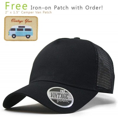 Baseball Caps Plain Two Tone Cotton Twill Mesh Adjustable Trucker Baseball Cap - Black B - CC12MO7L28H $11.59