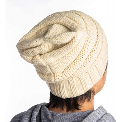 Skullies & Beanies Winter Hat for Women Snug Beanie Hat Chunky Knit Stocking Cap Soft Warm Cute - Cream - CJ1888QZOW6 $7.90