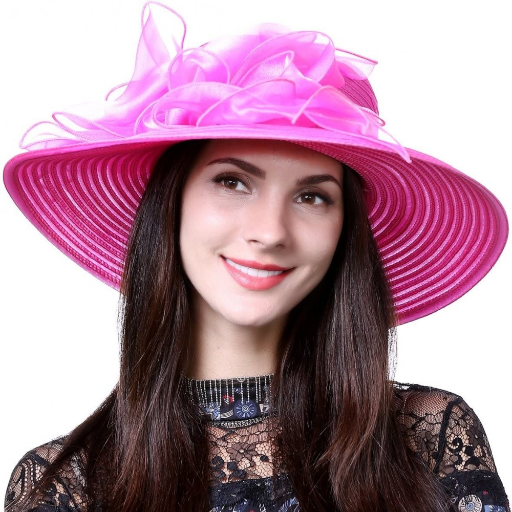 Sun Hats Lightweight Kentucky Derby Church Dress Wedding Hat S052 - S062-rose - C512CEWPOXL $34.45