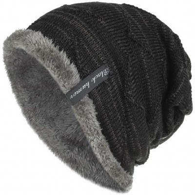 Skullies & Beanies Men Women Winter Warm Stretchy Beanie Skull Slouchy Cap Hat Fleece Lined - Black-b - CI192TNDWC4 $16.11