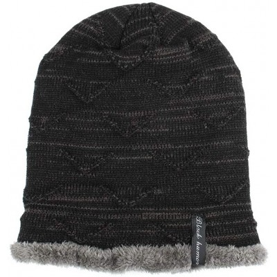 Skullies & Beanies Men Women Winter Warm Stretchy Beanie Skull Slouchy Cap Hat Fleece Lined - Black-b - CI192TNDWC4 $16.11