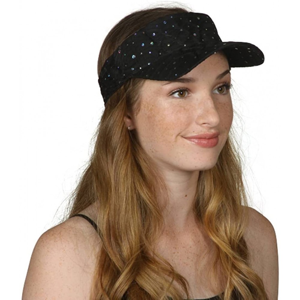 Skullies & Beanies Glitter Sequin Visor Hat - Black - CP11V7TIC55 $8.41