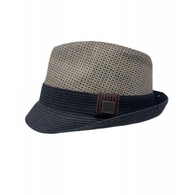 Fedoras Men Women Unisex Cool Summer Sun Beach Paper Straw Fedora Hat Cap - Black - CO18UAM33NX $12.09