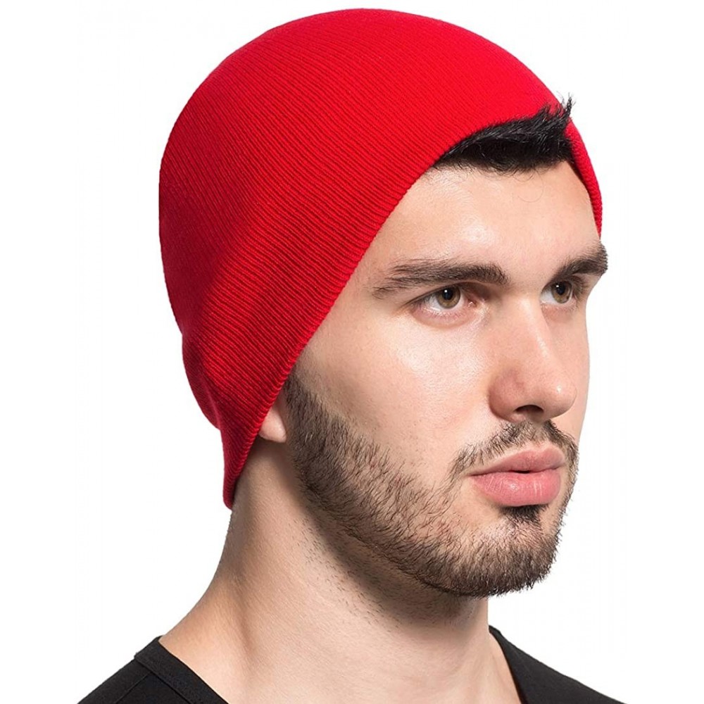 Skullies & Beanies Beanie Knit Hat Men Women Cuffed Plain Cap Skull Toboggan - Zzm01 Red - CP18HZTE7AS $8.94