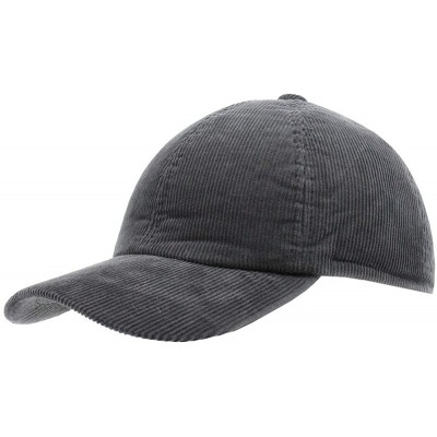 Baseball Caps Solid Corduroy Low Profile Adjustalble Baseball Cap - Charcoal Gray W/Warmer Flap - CN188AOX9MQ $14.36