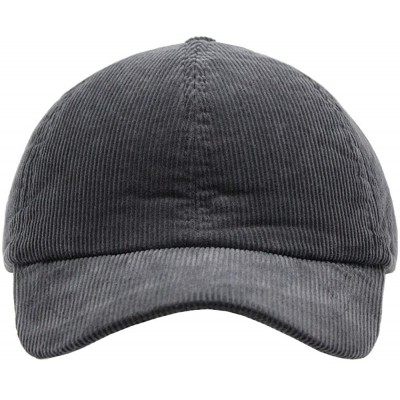 Baseball Caps Solid Corduroy Low Profile Adjustalble Baseball Cap - Charcoal Gray W/Warmer Flap - CN188AOX9MQ $14.36