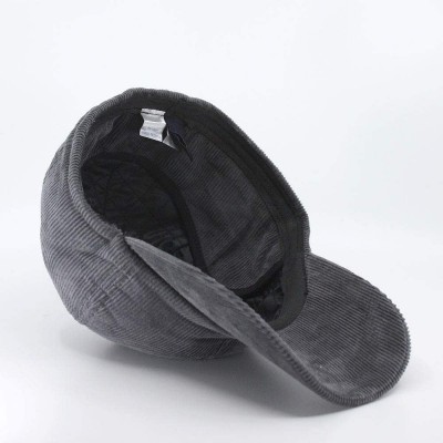 Baseball Caps Solid Corduroy Low Profile Adjustalble Baseball Cap - Charcoal Gray W/Warmer Flap - CN188AOX9MQ $14.36