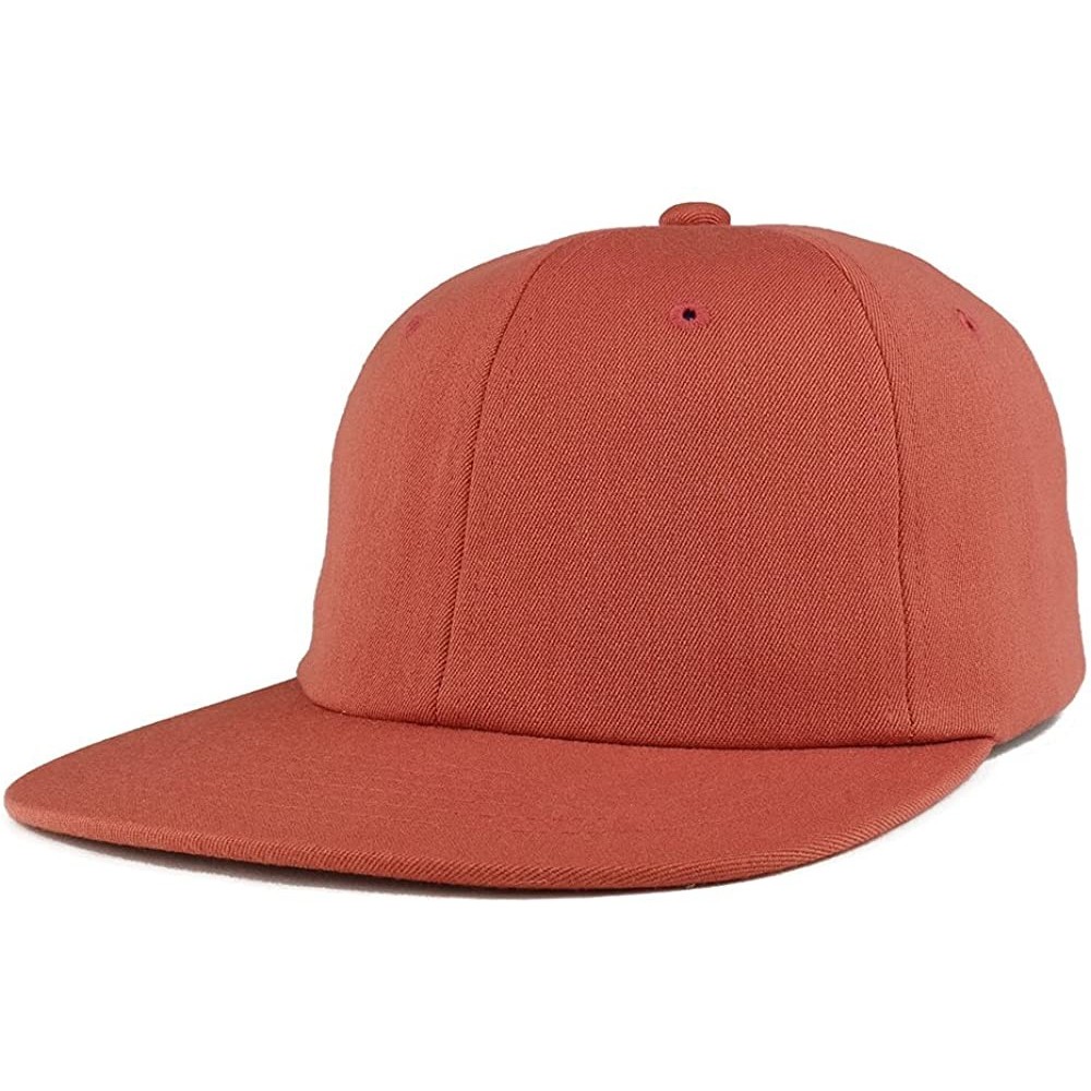 Baseball Caps Premium Soft Unstructured Flatbill Adjustable Snapback Cap - Coral - CK186GHOUQ4 $13.33