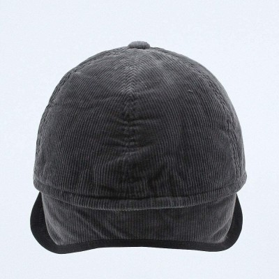 Baseball Caps Solid Corduroy Low Profile Adjustalble Baseball Cap - Charcoal Gray W/Warmer Flap - CN188AOX9MQ $14.36