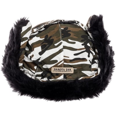 Skullies & Beanies Trooper Ear Flap Cap w/Faux Fur Lining Hat - White_camo_black_fur - C511RMMNTTP $10.49
