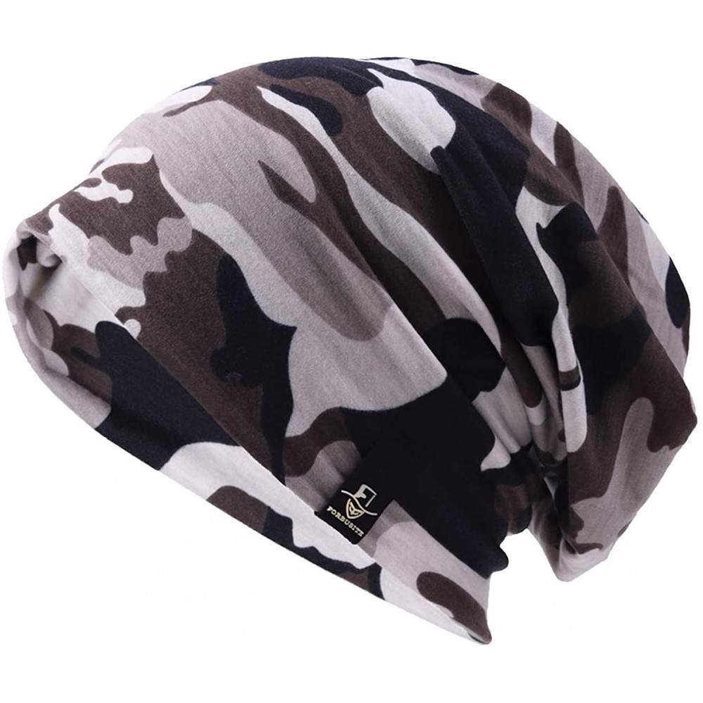 Skullies & Beanies Men Slouch Hollow Beanie Thin Summer Cap Skullcap - Camo Grey - CO182Q45SSA $12.86