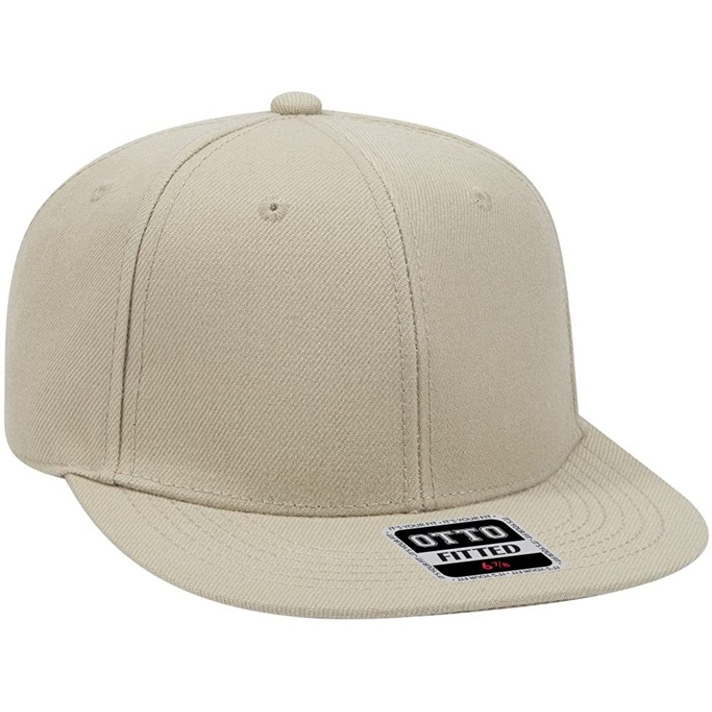 Baseball Caps Fitted Hat Wool Blend Flat Bill with NoSweat Hat Liner - Khaki-clearance - C918O9U408Y $10.33