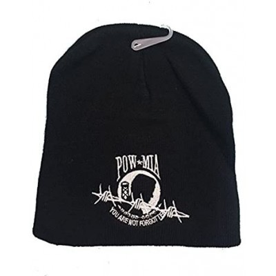 Skullies & Beanies 8" POW MIA Barbed Wire Embroidered Winter Beanie Skull Cap Hat - CM11FNJHZS5 $7.83