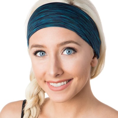 Headbands Adjustable & Stretchy Space Dye Xflex Wide Headbands for Women Girls & Teens - Grey & Teal Space Dye 2pk - CT1820G6...