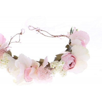 Headbands Handmade Rose Flower Wreath Crown Halo for Wedding Festivals - Pink - CI17YUTZIRR $10.99