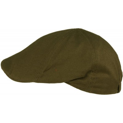 Newsboy Caps Men's 100% Cotton Duck Bill Flat Golf Ivy Driver Visor Sun Cap Hat - Olive - CE11KZ6SPOJ $11.73