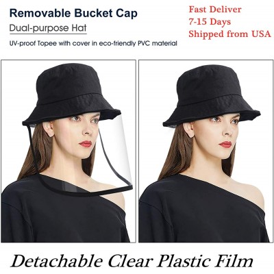 Sun Hats Baseball Cap & Bucket Hat Detachable- Fashion Sun Hat Unisex Clear Film - D-black - CH198XASRXY $15.01