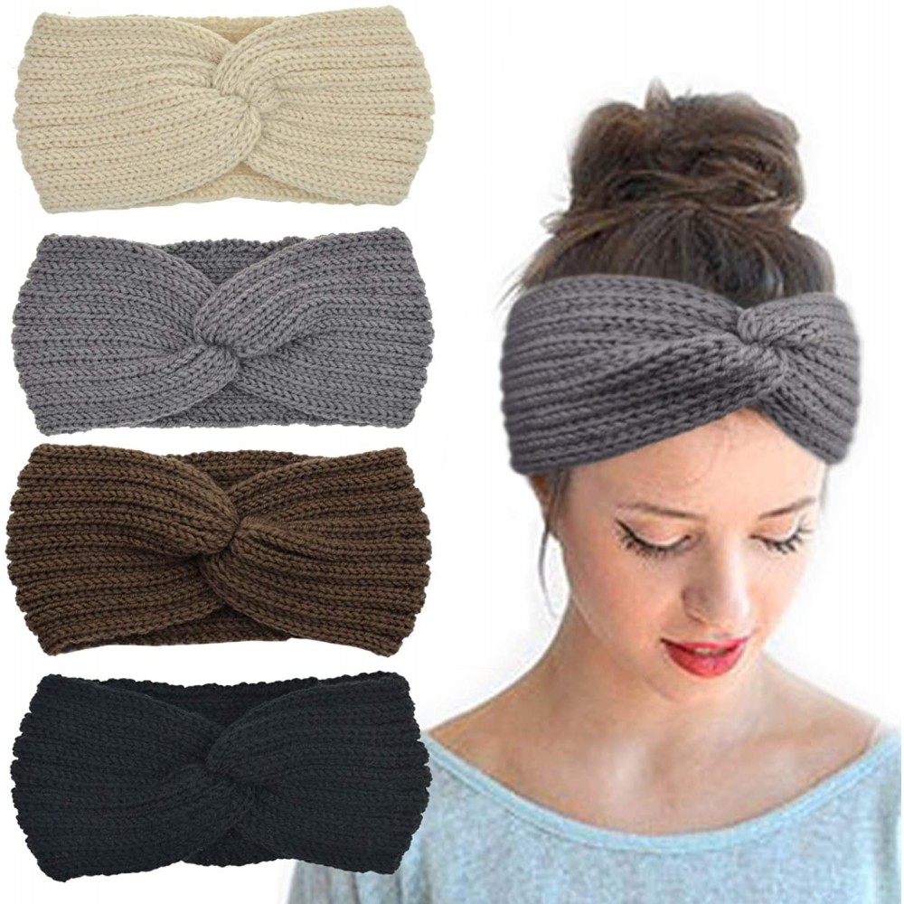 Cold Weather Headbands Crochet Turban Headband for Women Warm Bulky Crocheted Headwrap - CO18LR3MSLN $9.33