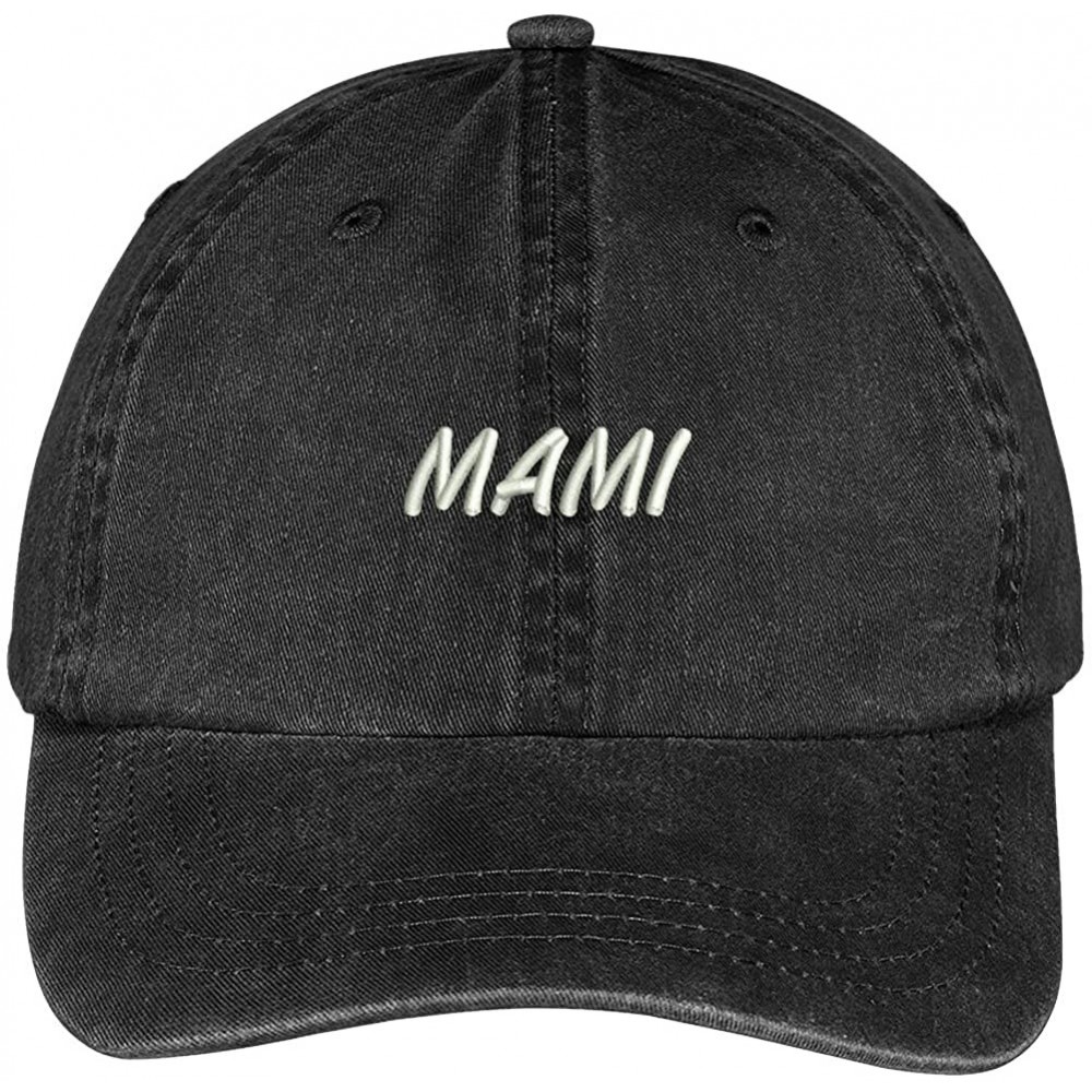 Baseball Caps Mami Embroidered Washed Cotton Adjustable Cap - Black - CA12IFNS40D $21.83