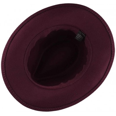 Cowboy Hats Unisex Retro Felt Western Cowboy Hat Wide Brim Crushable Outback Hat with Leather Band - Burgundy - CE18NYHH32W $...