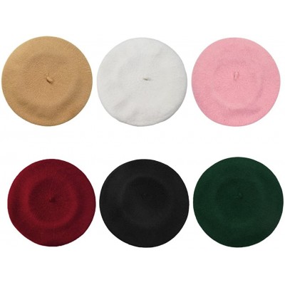 Berets Women Men Wool French Beret Solid Color Warm Beanie Hat Artist Painter Fancy Dress Costumes - Black - CQ12O6POKTG $7.63