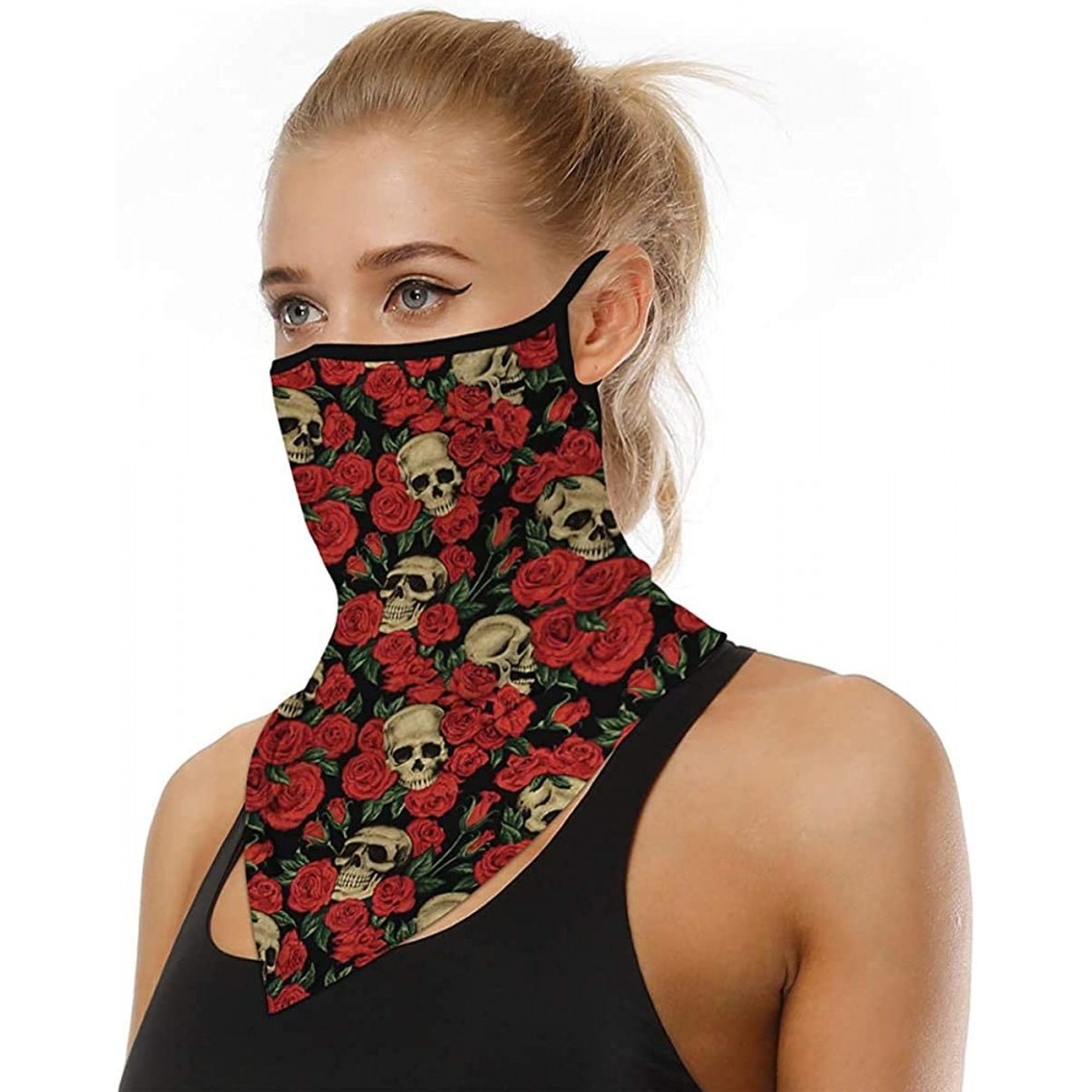 Balaclavas Women/Men Scarf Outdoor Headwear Bandana Sports Tube UV Face Mask for Workout Yoga Running - Red Skull1 - CG199D2L...