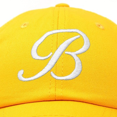 Baseball Caps Initial Hat Letter B Womens Baseball Cap Monogram Cursive Embroidered - Gold - CF18TRL06NR $11.19