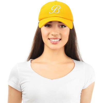 Baseball Caps Initial Hat Letter B Womens Baseball Cap Monogram Cursive Embroidered - Gold - CF18TRL06NR $11.19