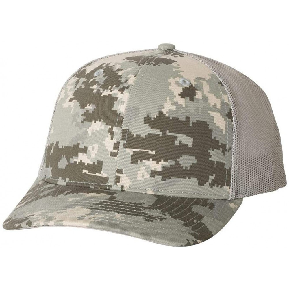 Baseball Caps Richardson Unisex 112 Trucker Adjustable Snapback Baseball Cap - Military Digital Camo/ Light Green - CL188ZENO...