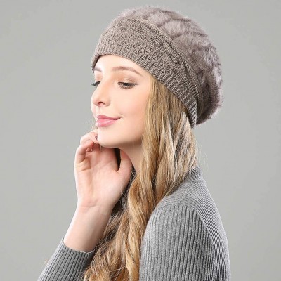 Berets Women Winter French Beret Hat Wool Knit Berets Beanie Classic Warm Casual Hat - Khaki - CE18Z4GNZ54 $9.86